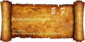 Balkovics Fedor névjegykártya